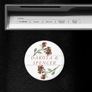 Wilde rustische Blume   Burnt Orange Floral Weddin Magnet