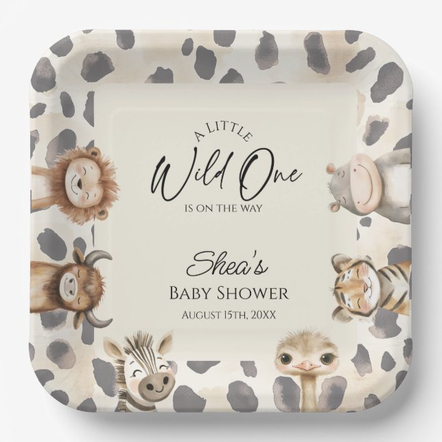 Wilde Safari-Baby-Party  Pappteller (Vorderseite)