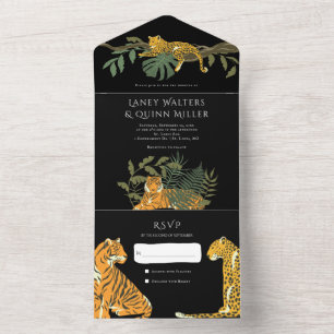 Wilde Safari-Großkatzen-Hochzeit All In One Einladung