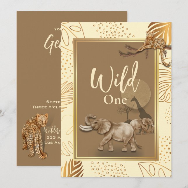 Wilde Safari-Leoparden, Einladung zum Geburtstag (Vorne/Hinten)