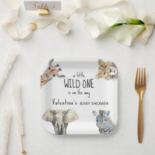 Wilde Safari-Tiere Baby-Party Pappteller