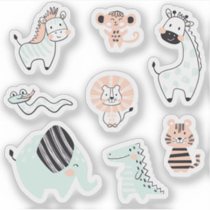 Wilde Safari-Tiere Kinder Aufkleber