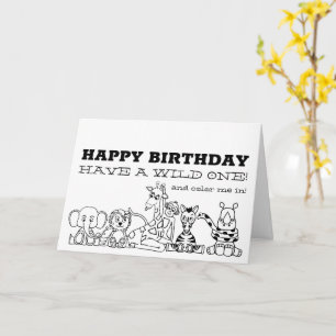 Wilde Safari-Tiere, Kinderfarben zum Geburtstag Karte
