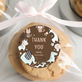 Wilde Safari-Tiere Kindergeburtstag vielen Dank Runder Aufkleber