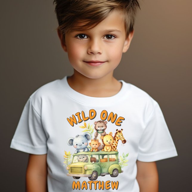 Wilde Safaritiere Jungen Geburtstag T-Shirt (Von Creator hochgeladen)