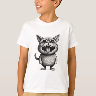 „Wilde Schnurrhaare – Verrücktes Cartoon-Katze-T- T-Shirt