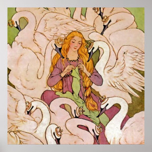 „Wilde Schwäne“ Märchenkunst von Elenore Abbott Poster