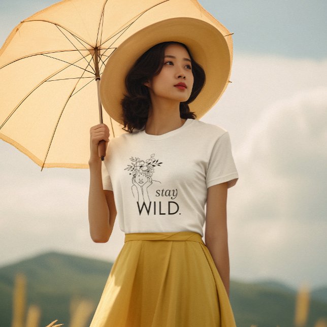 Wilde Schwarz-Weiß-Wildblumen Minimalistisch bleib T-Shirt (Von Creator hochgeladen)