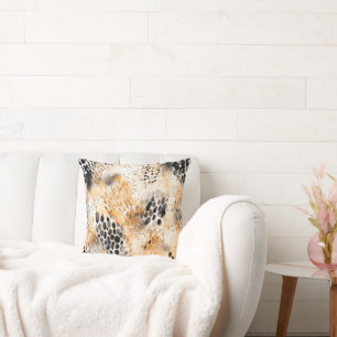 Wilde schwarze Creme Leoparden-Tier-Blume Kissen