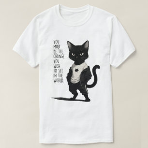 Wilde schwarze Katze - Zitat zur Veränderung - Ins T-Shirt
