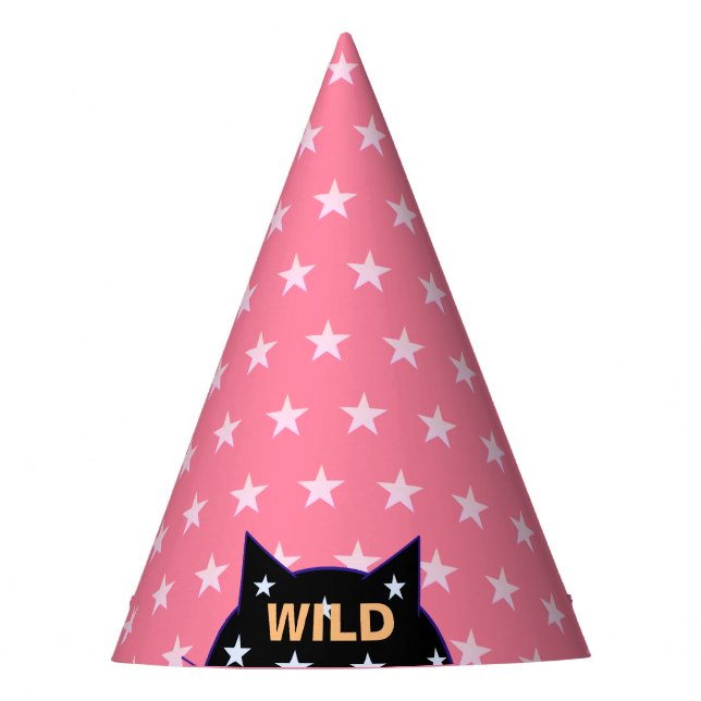 Wilde schwarze Katzen und rosa Sterne Partyhütchen (Vorderseite)