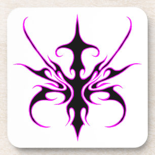 Wilde schwarze und rosa Stammeslinien-Kunst-Illust Getränkeuntersetzer