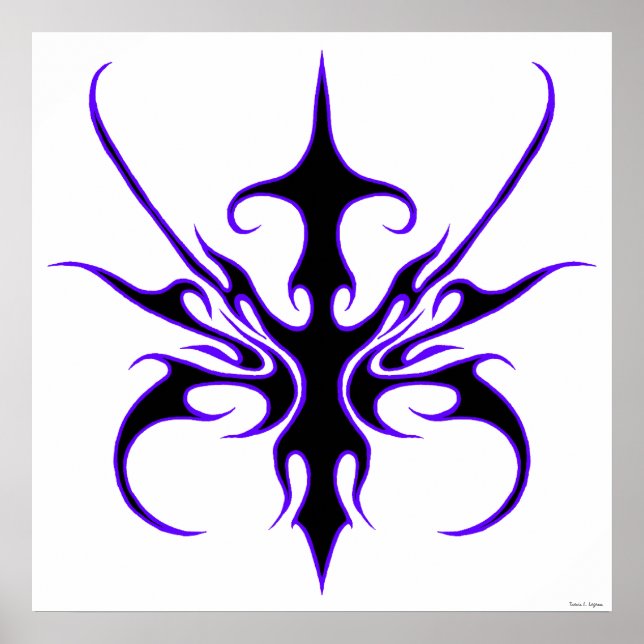 Wilde schwarze und violette Stammeslinienkunst Poster (Vorne)