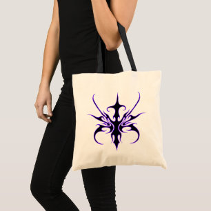Wilde schwarze und violette Stammeslinienkunst Tragetasche