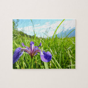 Wilde Schwertlilie und alaskische Landschaft Puzzle