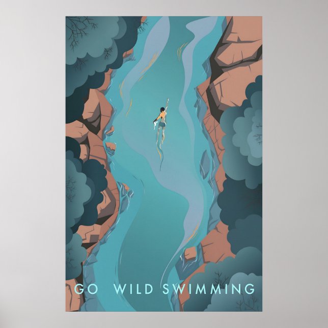 Wilde Schwimmbäder Reiseplakat Poster (Vorne)