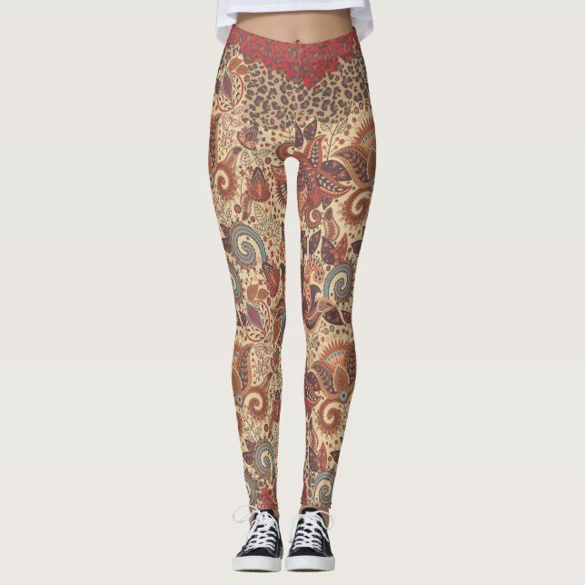 Wilde SeitenBoho Leggings Cougar-Paisleys (Vorderseite)
