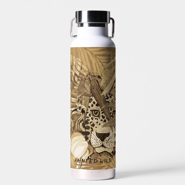 Wilde Sepia-Leopard-Wasserflasche Trinkflasche (Vorne)