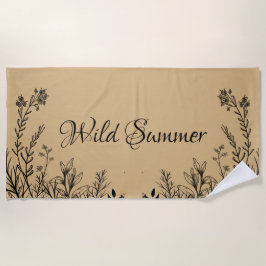 Wilde Sommer-Wildblume Doodles Strandtuch