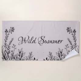 Wilde Sommer-Wildblume Doodles Strandtuch