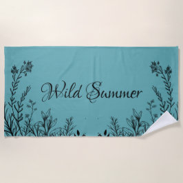 Wilde Sommer-Wildblume Doodles Strandtuch