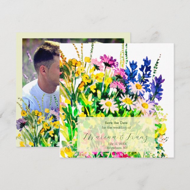 Wilde Sommerblumen retten das Datum Ankündigung (Vorne/Hinten)