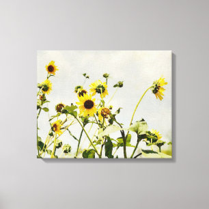 Wilde Sonnenblumen und Gray Sky Art Canvas Print Leinwanddruck
