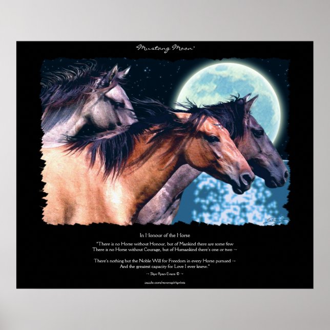 Wilde Spanische Mustang Pferde Art & Gedicht Poste Poster (Vorne)