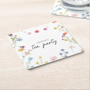Wilde-Teeparty-Hochzeitsdusche Rechteckiger Pappuntersetzer
