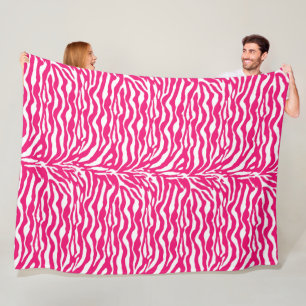 Wilde Tierdrucke, Zebra in Fuchsia, Rosa und Weiß Fleecedecke