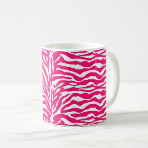 Wilde Tierdrucke, Zebra in Fuchsia, Rosa und Weiß Kaffeetasse
