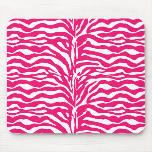 Wilde Tierdrucke, Zebra in Fuchsia, Rosa und Weiß Mousepad