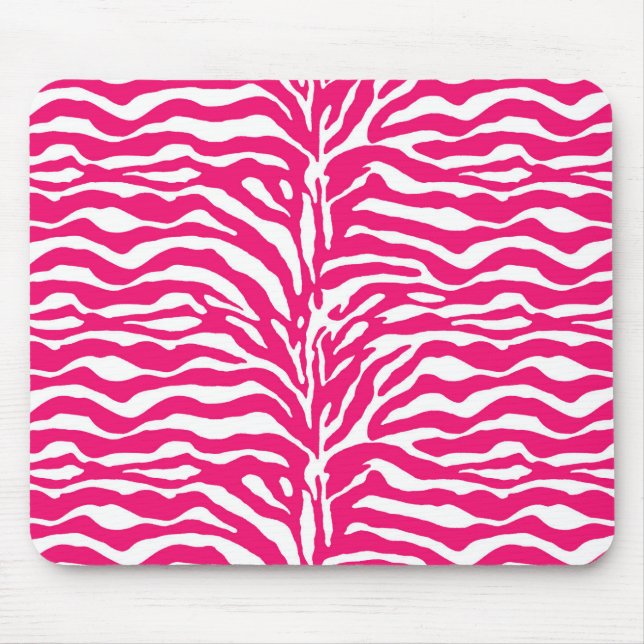 Wilde Tierdrucke, Zebra in Fuchsia, Rosa und Weiß Mousepad (Vorne)