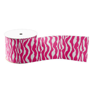 Wilde Tierdrucke, Zebra in Fuchsia, Rosa und Weiß Ripsband
