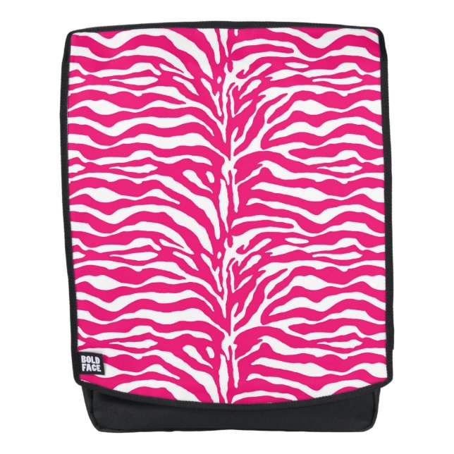 Wilde Tierdrucke, Zebra in Fuchsia, Rosa und Weiß Rucksack (Vorderseite)