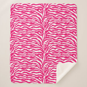 Wilde Tierdrucke, Zebra in Fuchsia, Rosa und Weiß Sherpadecke