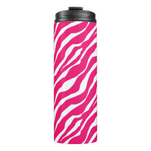 Wilde Tierdrucke, Zebra in Fuchsia, Rosa und Weiß Thermosbecher