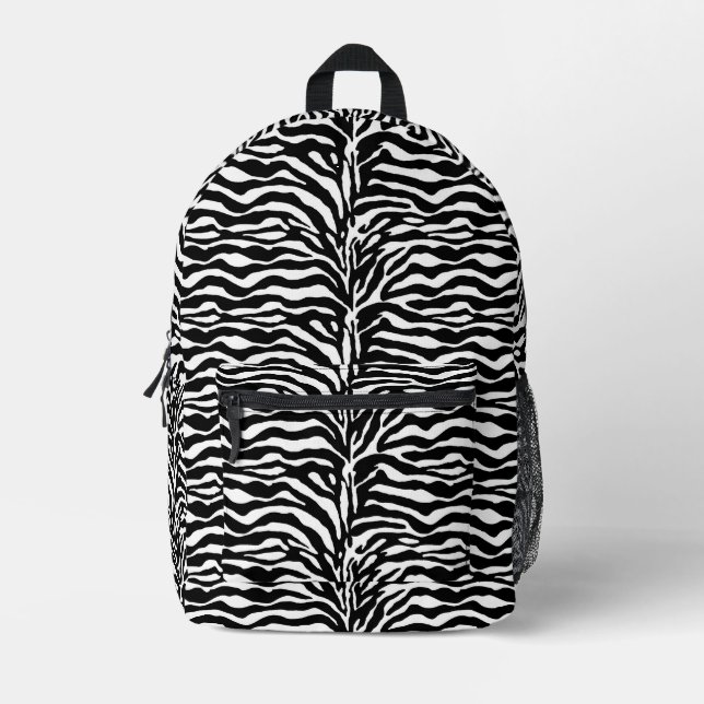 Wilde Tierdrucke, Zebra in Schwarz und Weiß Bedruckter Rucksack (Vorderseite)