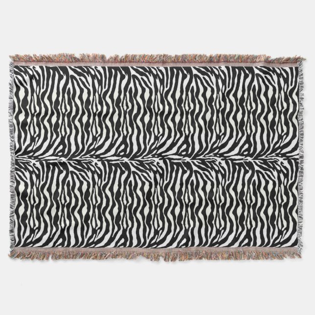 Wilde Tierdrucke, Zebra in Schwarz und Weiß Decke (Vorderseite)