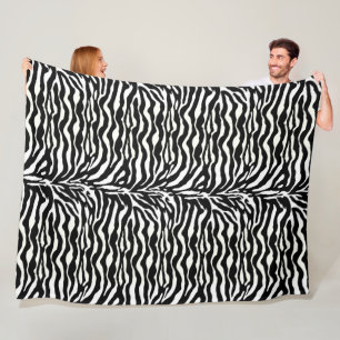Wilde Tierdrucke, Zebra in Schwarz und Weiß Fleecedecke