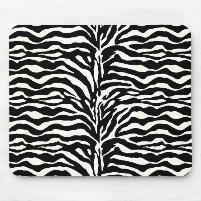 Wilde Tierdrucke, Zebra in Schwarz und Weiß Mousepad (Vorne)