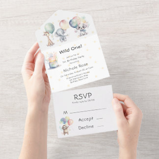 Wilde Tiere 1. Geburtstagsfeier All In One Einladung