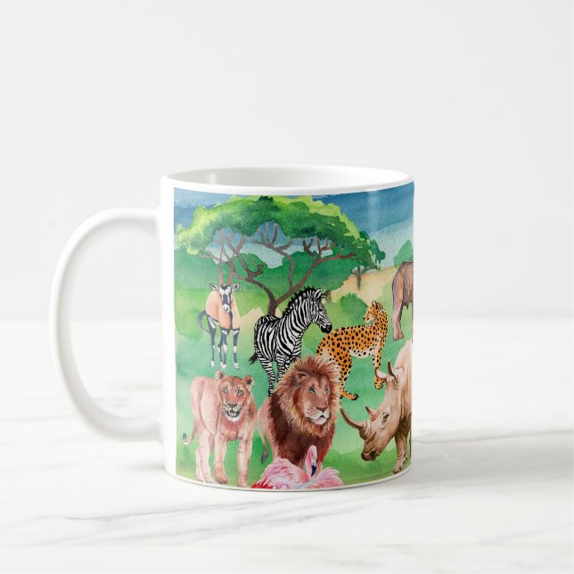 Wilde Tiere Afrikas im Hintergrund Kaffeetasse (Links)