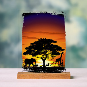 Wilde Tiere auf der afrikanischen Savanna Sunset Acrylschild