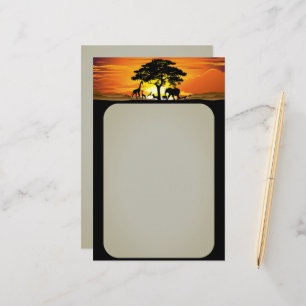 Wilde Tiere auf der afrikanischen Savanna Sunset Briefpapier