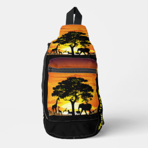 Wilde Tiere auf der afrikanischen Savanna Sunset Crossbody Bag