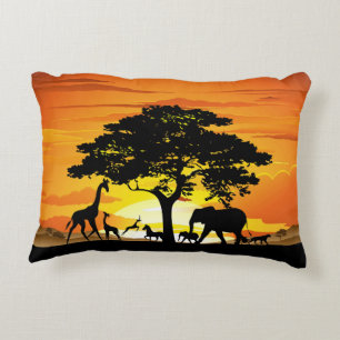 Wilde Tiere auf der afrikanischen Savanna Sunset Dekokissen