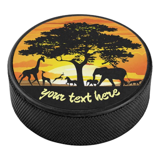 Wilde Tiere auf der afrikanischen Savanna Sunset Eishockey Puck (3/4)