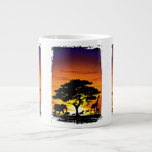 Wilde Tiere auf der afrikanischen Savanna Sunset Jumbo-Tasse