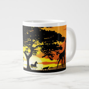 Wilde Tiere auf der afrikanischen Savanna Sunset Jumbo-Tasse